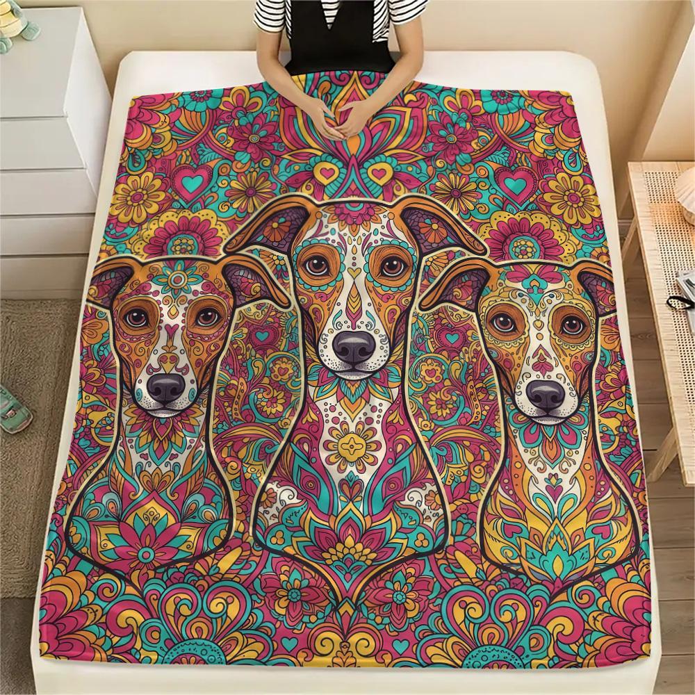 1PC Psychedelic Totems Print Flannel Blanket, High Quality Comfortable for All Seasons, Home Decor, Warmth and Comfort, Perfect for Christmas Gifts