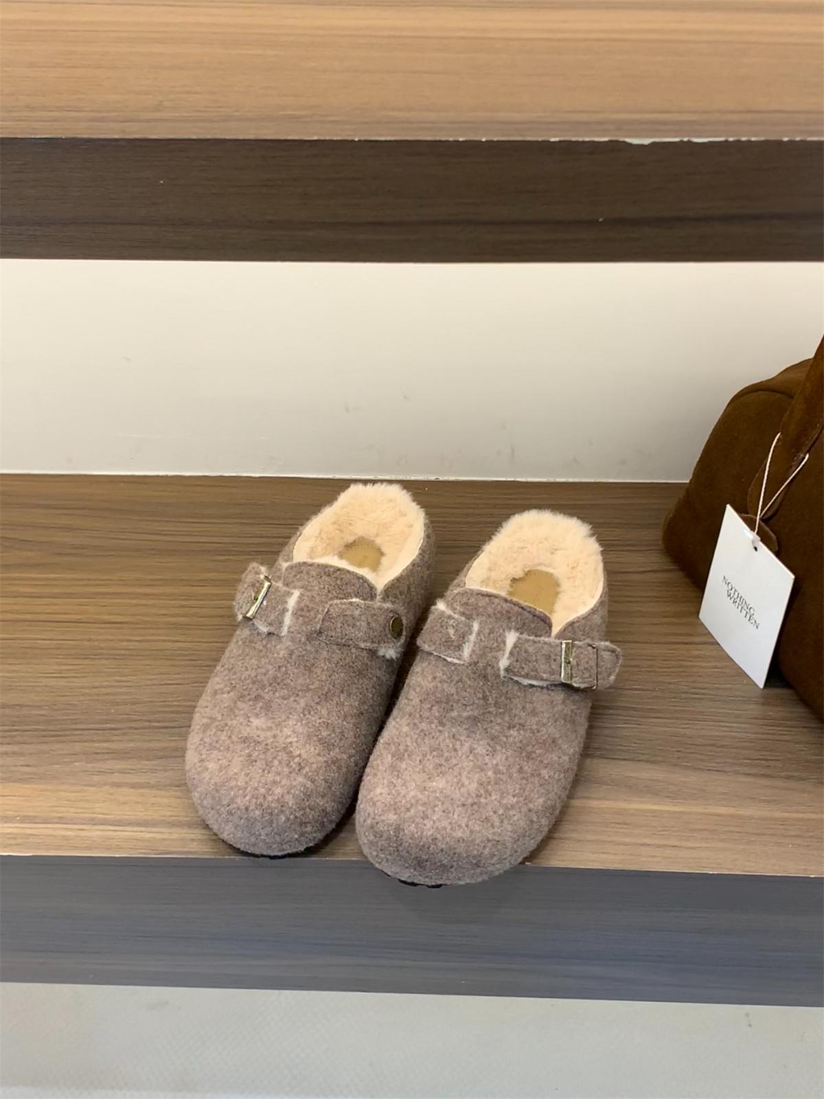 

Внутреннее увеличение роста Маленький человек бархатные биркенштоки Женская обувь 2025 осень и зима теплая шерстяная хлопковая обувь Обувь Бокен одиночная обувь 40