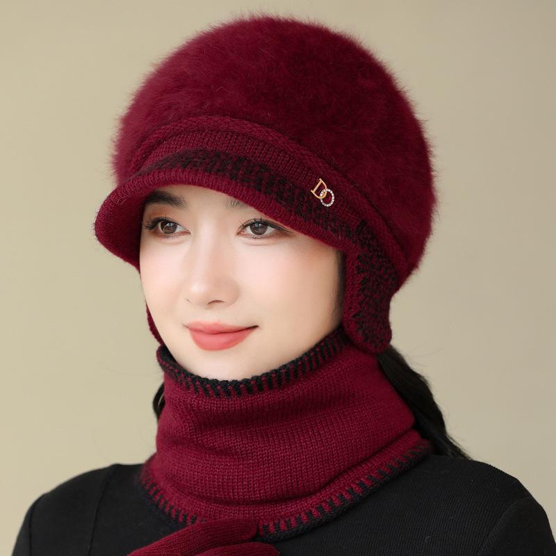 

Autumn And Winter Warm Windproof Hat Simple Plush Fur Lined Cap For Women Casual Rabbit Fur Blend Knitted Hat Gifts For Mom