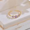 A541 French-Style Light Luxury Olive Green Zircon Women's Summer Open Ring Set