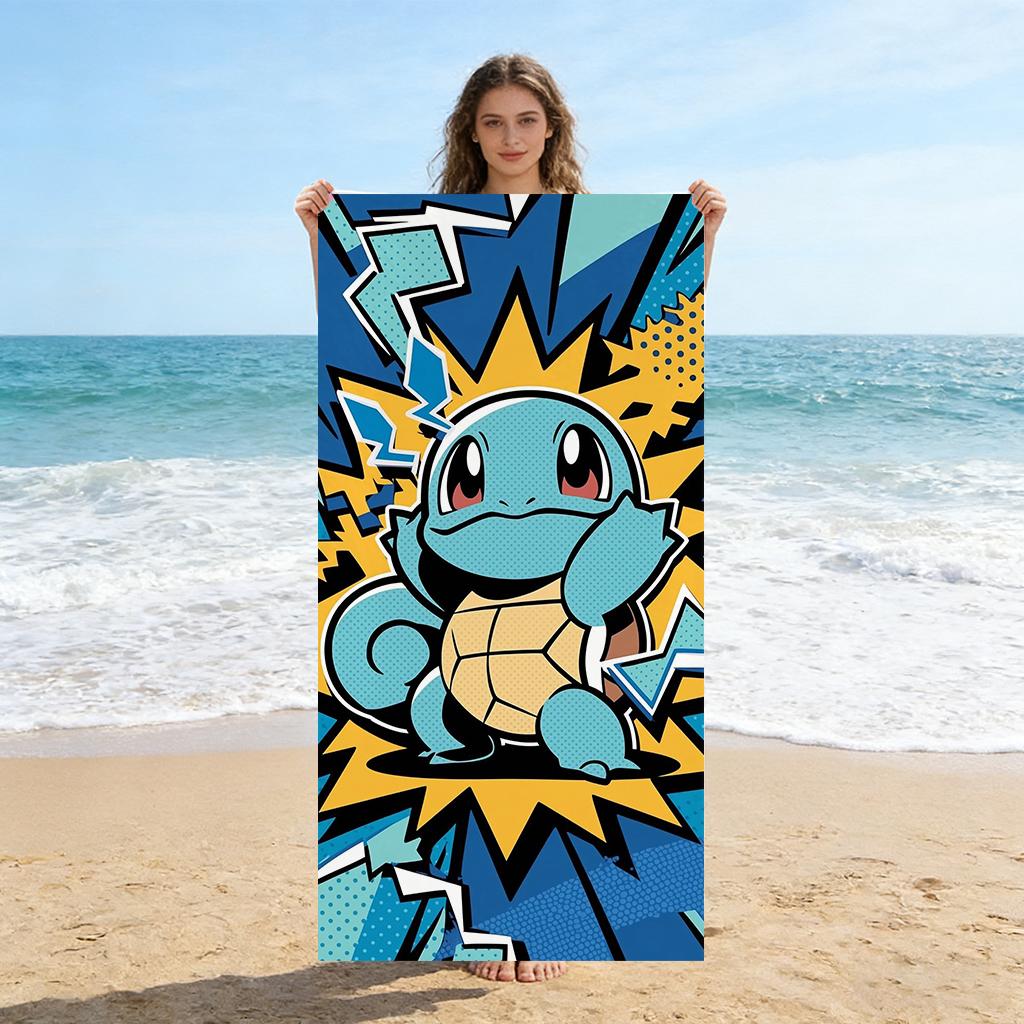 P-Pokémon Squirtle Beach Towel Quick-drying Small To Large Suitable for Beach Pool Yoga Gym Home Cute Gift for Friend Family