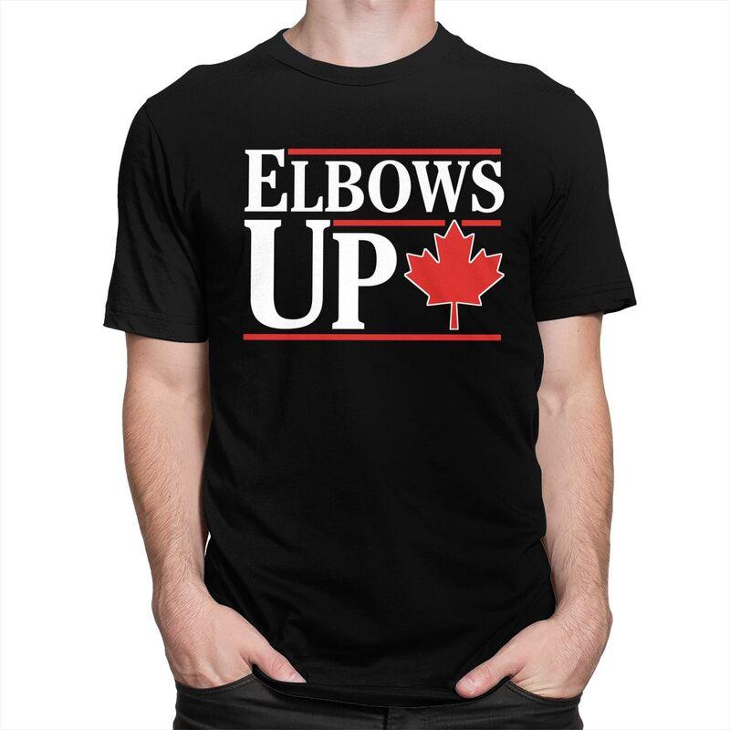 Custom Male Elbows Up Canada Canadian Flag T Shirt ShortSleeve Cotton Tshirts Tshirt Leisure Tee Clothing