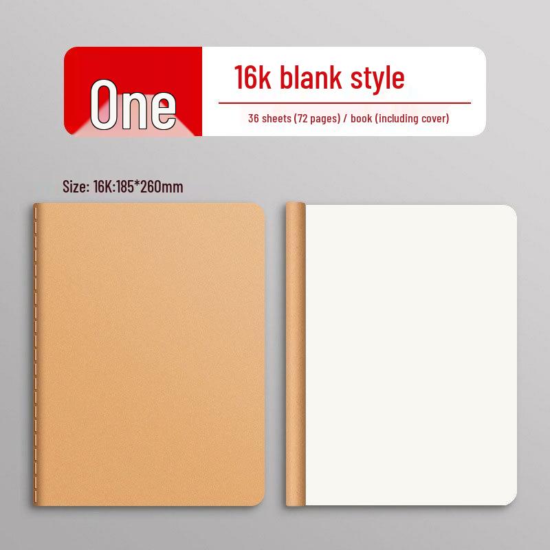B5 Thickened Notebook: A5 Kraft Paper, Lined & Blank Pages, Stitched Cover, DIY-Friendly