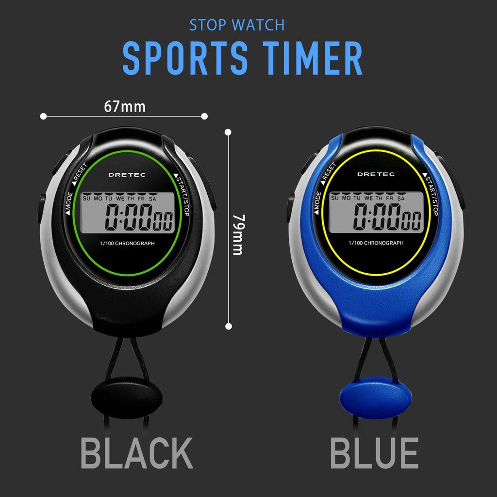 Dretec DRETEC Sports Timer Large Screen Display 1/100 Second Stopwatch