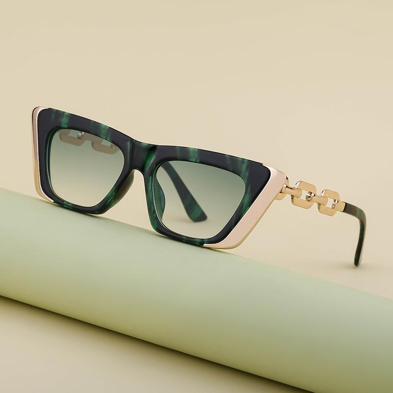 Cat'S Eye Sunglasses Women'S Trendy Personality Metal Chain Small Frame Sunglasses Women'S Glasses