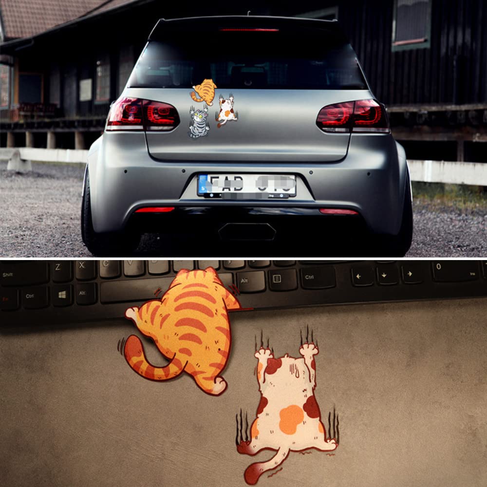 Itisyou Fahrradaufkleber Autoaufkleber Lustiger Autoaufkleber Auto Katze Aufkleber Katze Aufkleber Auto Kratzer Verdeckter Aufkleber Fahrrad Koffer Aufkleber 3er Pack (S)