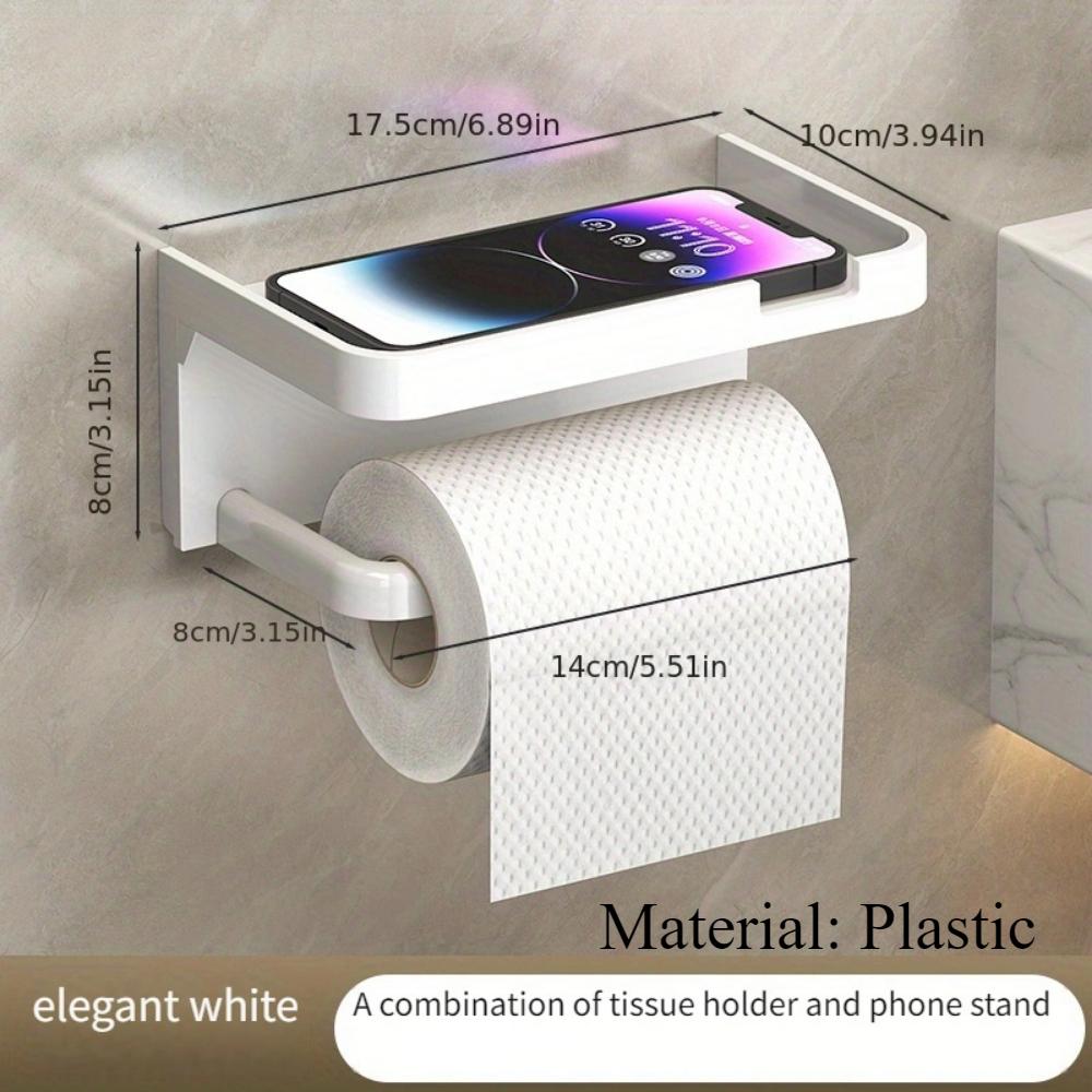 No Punching Tissue Holder, Toilet Drawer Type Roll Box, Wall-mounted Bathroom Mobile Phone Holder, Plastic Material.
