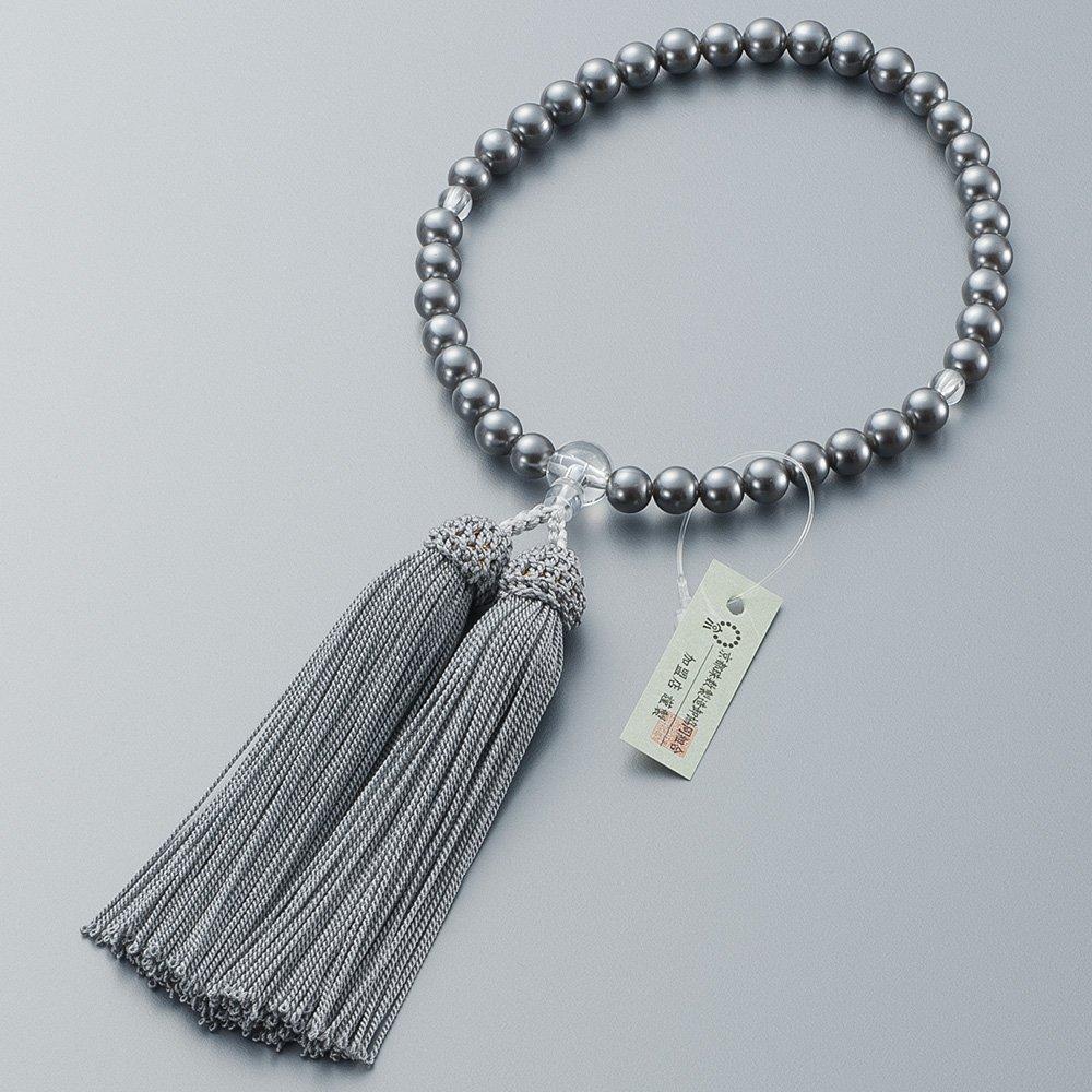 [Takita Buddhist Altar Shop] Women's Buddhist Prayer Beads, 7mm Black Shell Pearl Beads, with Headed Tassel and Prayer Bead Bag, Suitable for All