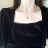 Small Square Carving Rose Glossy French Simple Style Necklace Clavicle Chain for Women
