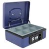 Indian Factory Metal Cash Box with Combination Lock, Money and Coin Organizer for Shop, Office and Home, Blue, 15.4D X 19.7W X 8.5H Centimeters