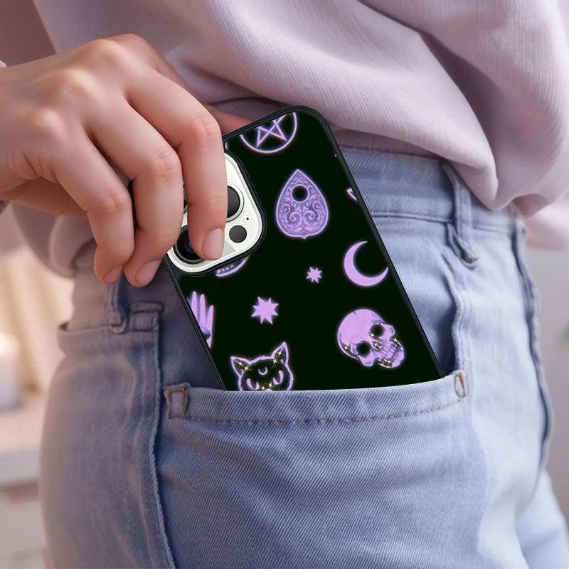 Girly Pastel Witch Goth Witch Cat Phone Case For iPhone 17 Air 15 16e 14 13 Pro Max Coque 12 11 Pro Max PLUS cover