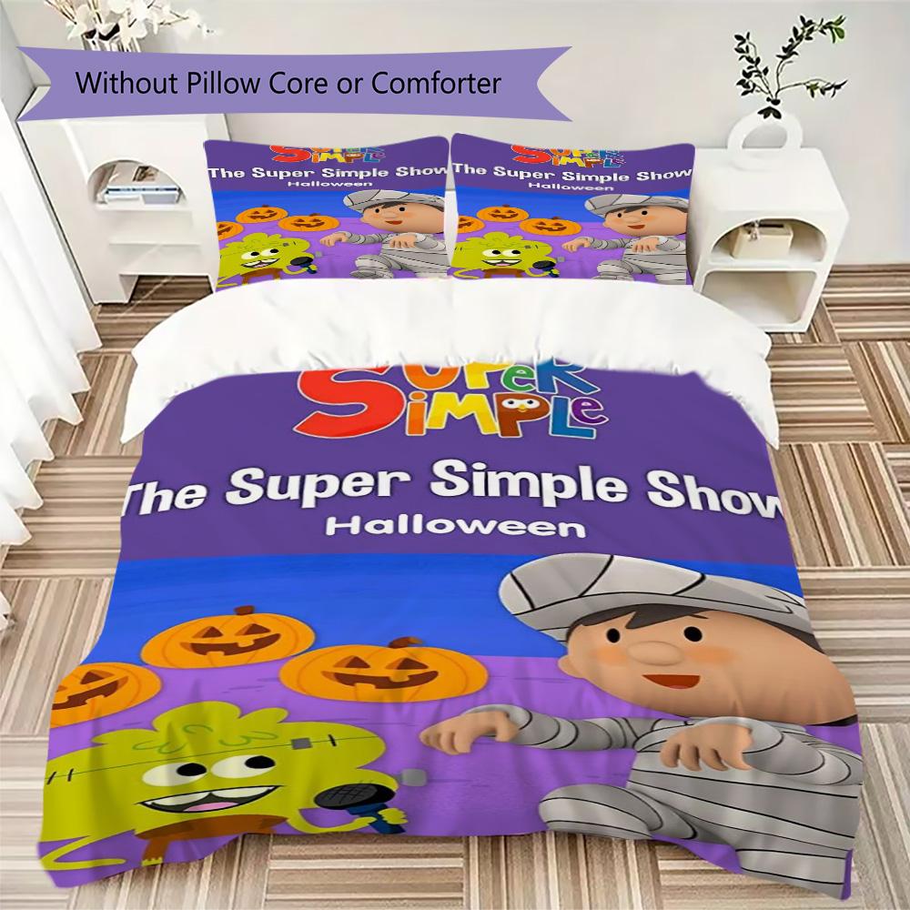 From Super Simple Songs Pattern Bedding,Quilt Set Quilt Cover Pillowcase Home Birthday Gift (1*duvet cover+2*pillowcase,without core)SSJT0917404