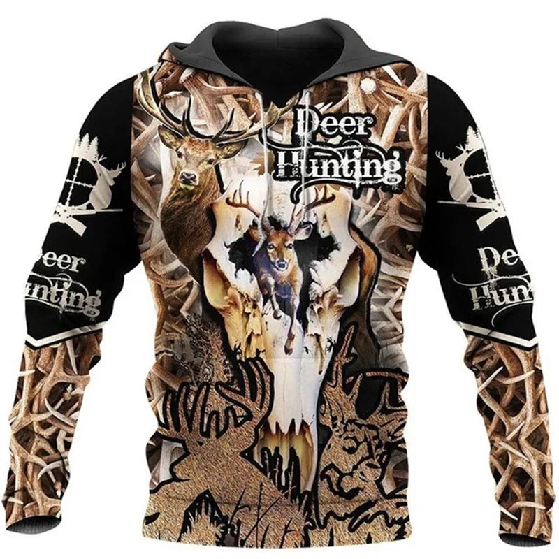 Fashion Deer Hunting Camo Hoodie Cool Slim Jacket Costume Coat 3d Sweatshirts Animal Men Women Casual Christmas Hoodie Tops