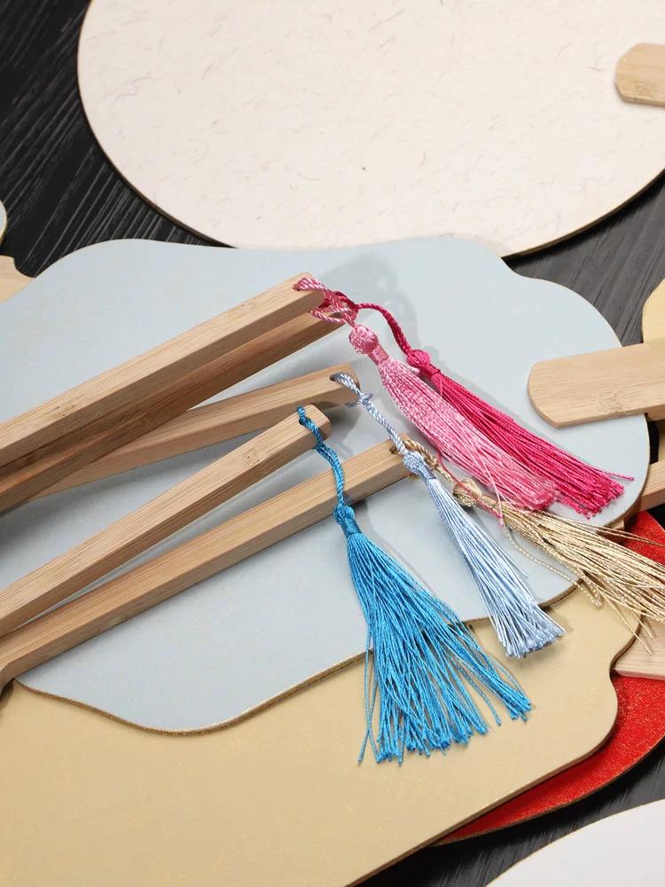 Thickened Xuan Paper Fan Surface Circular Fan Double-Sided Blank Paper Fan Painting Heart Card Paper DIY Kids Handmade Fan Painting Brush
