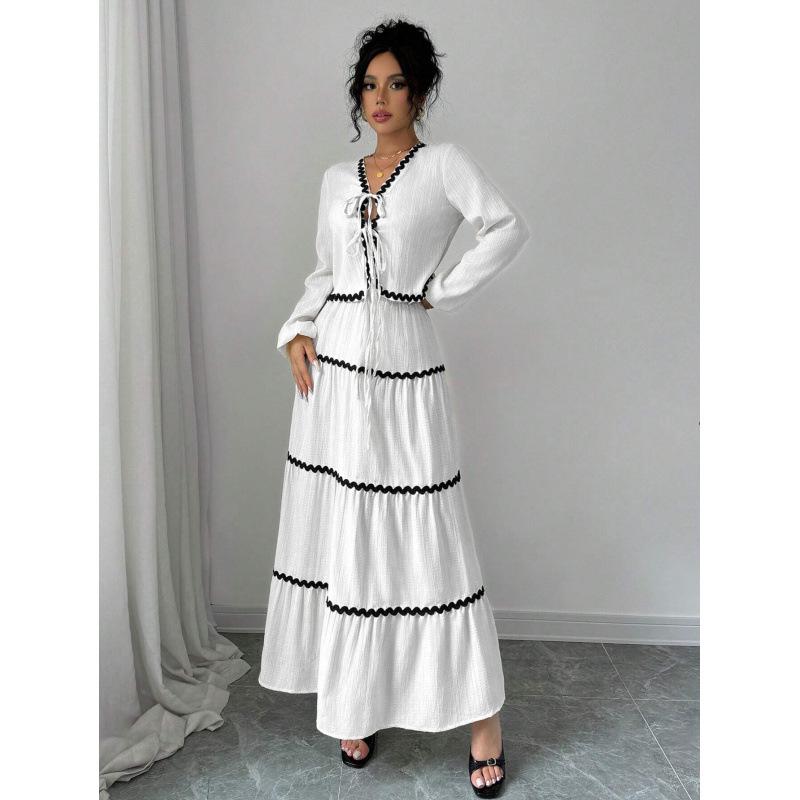 Elegantes Damen-Urlaubs-Stil Langarm Schnür-Rock-Set