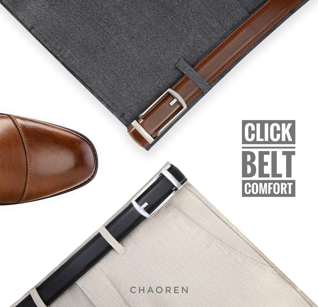 CHAOREN Business Belt Set 3cm Narrow No Comfort Suit Gift Box Included Men's (2-Piece Set), Width, Auto-Lock, Holes, Click, Belt,