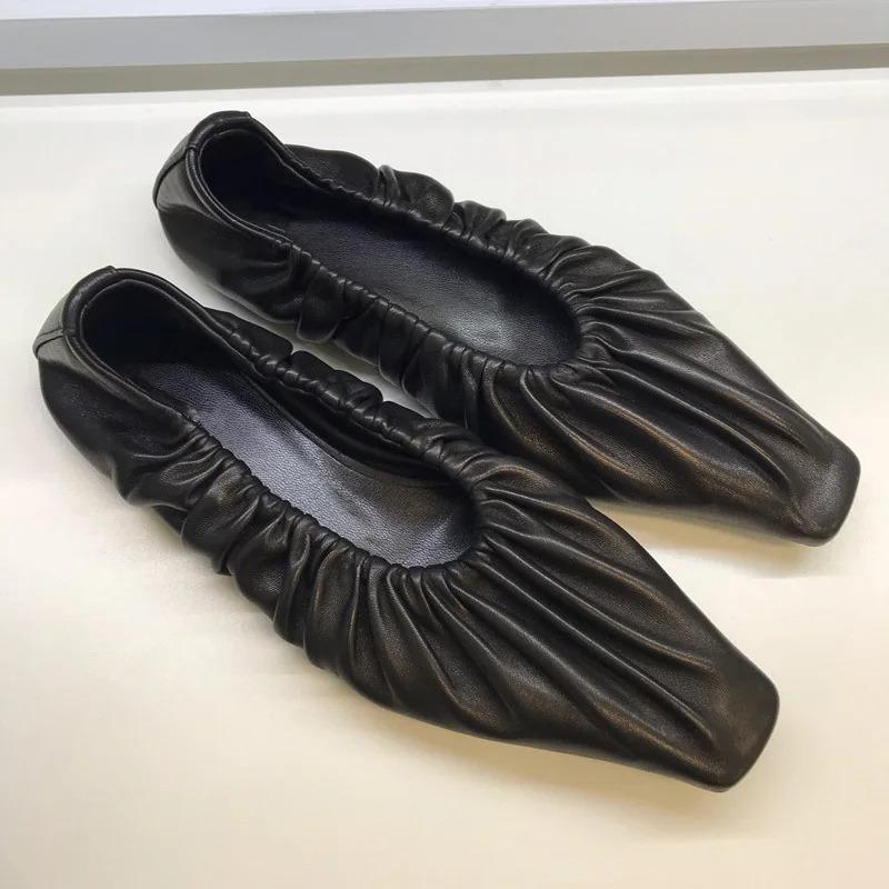 Shoes Woman Flats Low Heels Shallow Mouth Dress Rubber PU Shallow Mouth Low Heels Shoes Woman Flats Dress PU