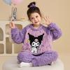 Kids Flannel Pajamas Set Boys Girls Warm Long Sleeve Top And Pants Sleepwear Winter Home Nightwear
