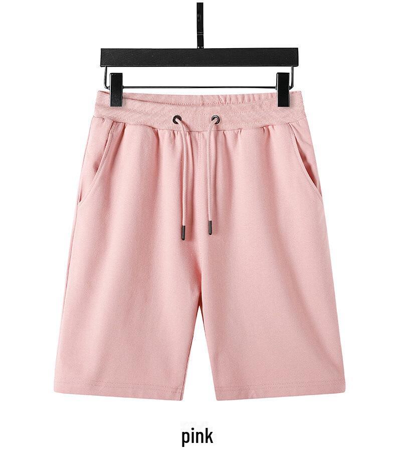 

Унисекс однотонные хлопковые трикотажные шорты для серфинга — свободные, повседневные и удобные спортивные штаны для пар M розовый