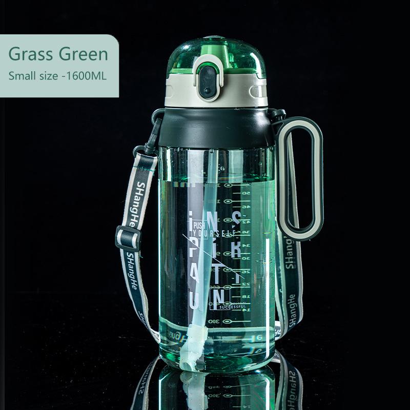 

1600Ml Large Capacity Summer Plastic Cup Student Sports Water Bottle Outdoor Gift Portable Leakproof Cup зелёный