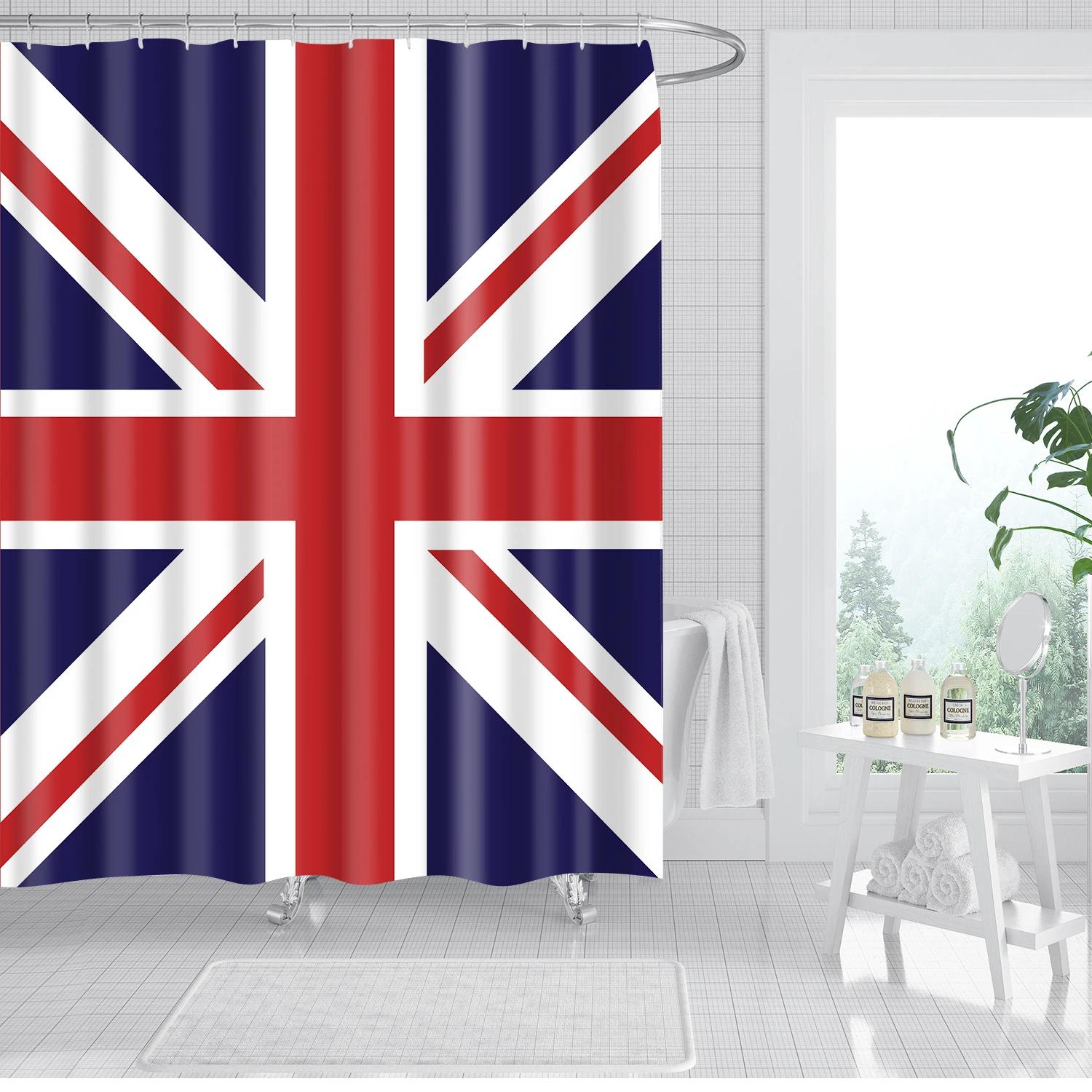 Annier Retro American Flag Design Shower Curtains Waterproof Fabric Polyester Bath Curtain Home Bathroom Decor Bathroom Curtains