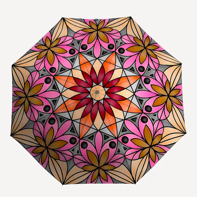 

1pc Floral Mandala Pattern Umbrella - Portable Home Essential, Durable Iron Frame with Rod Structure, Fashion Lovers yy250910079
