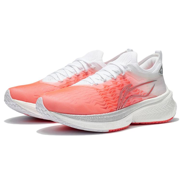 New LINING Feidian Discovery Running Shoes Women's Low Top Neon Fruit Red/Standard White ARMR006-13