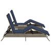 2 Piece Sun Lounger Set with Table Grey Poly Rattan