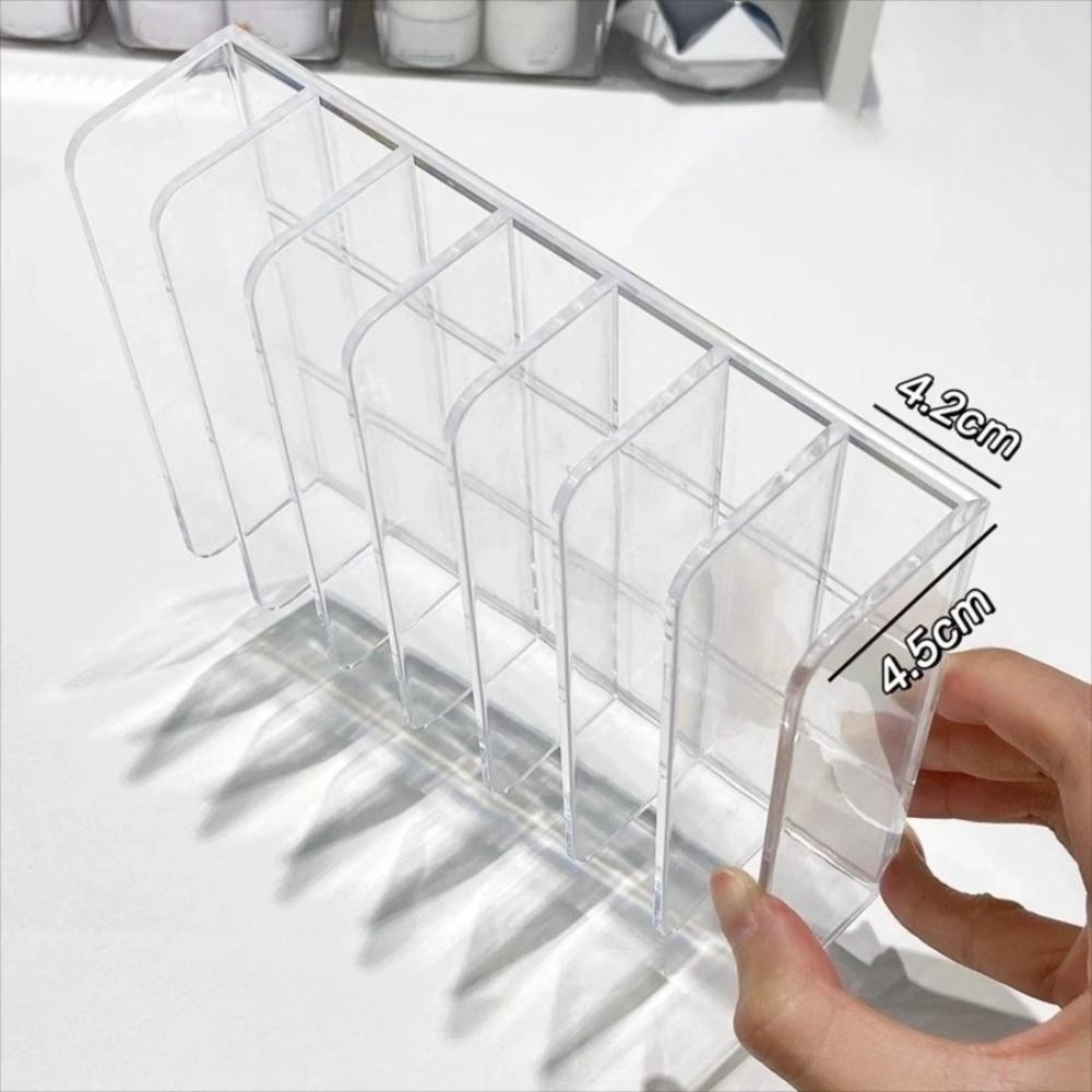 Quality Plastic 7-Slot Cosmetic Organizer Transparent Multi-Functional Table Sorting Box Makeup Holder Office
