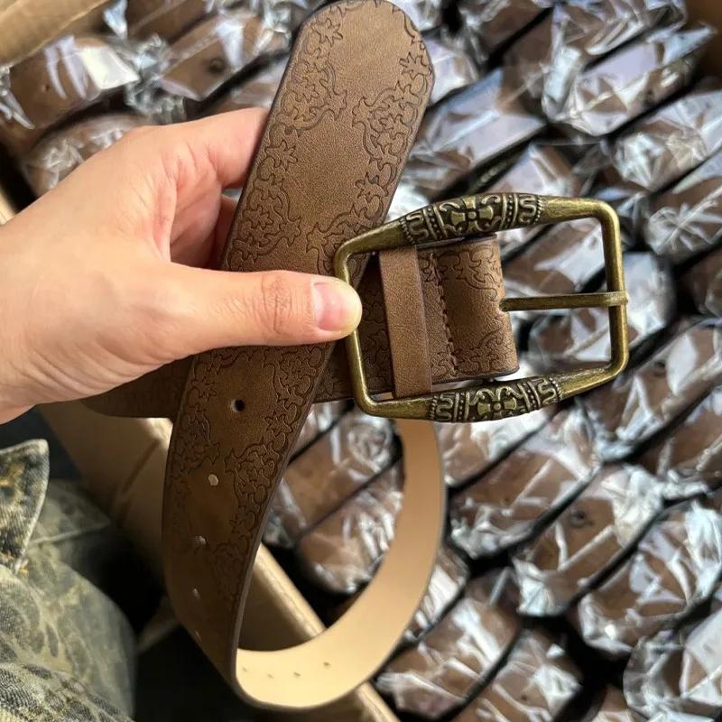 Unisex Y2K PU Leather Belts for Women Men High Quality Brown Jeans Belt Personality Waistband Deisgner Belts Fashion Accessories