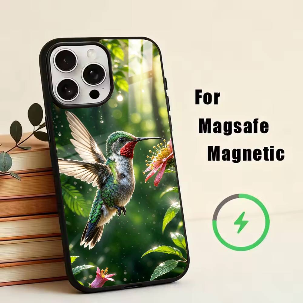

Красочная птица H-Жужжащая Чехол для телефона Для iPhone 17, 16, 15, 14, 13, 12, 11 Plus, Pro Магнитный Для Magsafe Беспроводная зарядка iPhone12PROMAX
