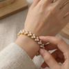 Handcrafted Imitation Pearl Bracelet with 18k Gold-Plated Stainless Steel - Elegant European and American Fashion Jewelry