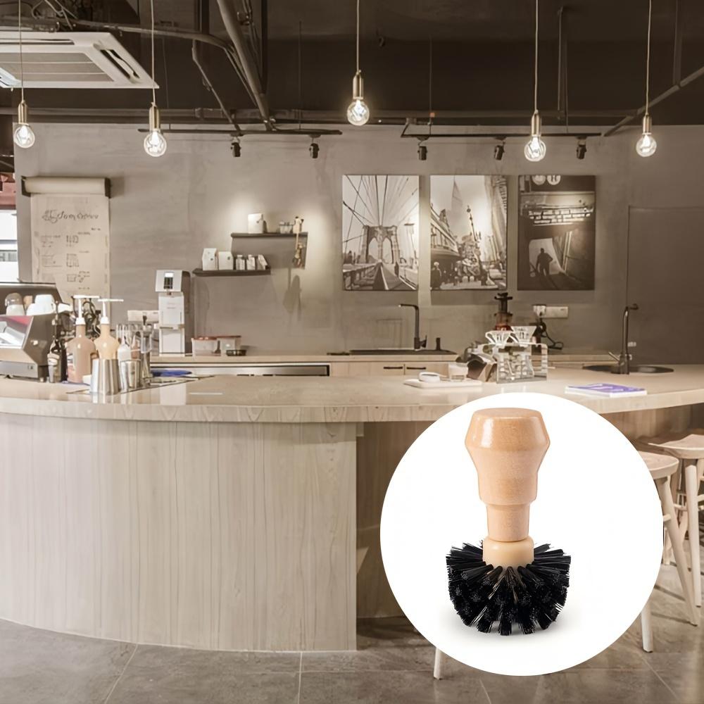 1pcs Coffee Portafilter Basket Cleaning Brush, Stiff Bristles And Wood Handle, Coffee Accessory, Coffee Filter Brush Fits For 54mm/58mm Espresso