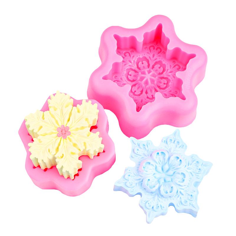 Mucegai de silicon 3D pentru lumânare și săpun în formă de fulg de zăpadă pentru creații de Crăciun