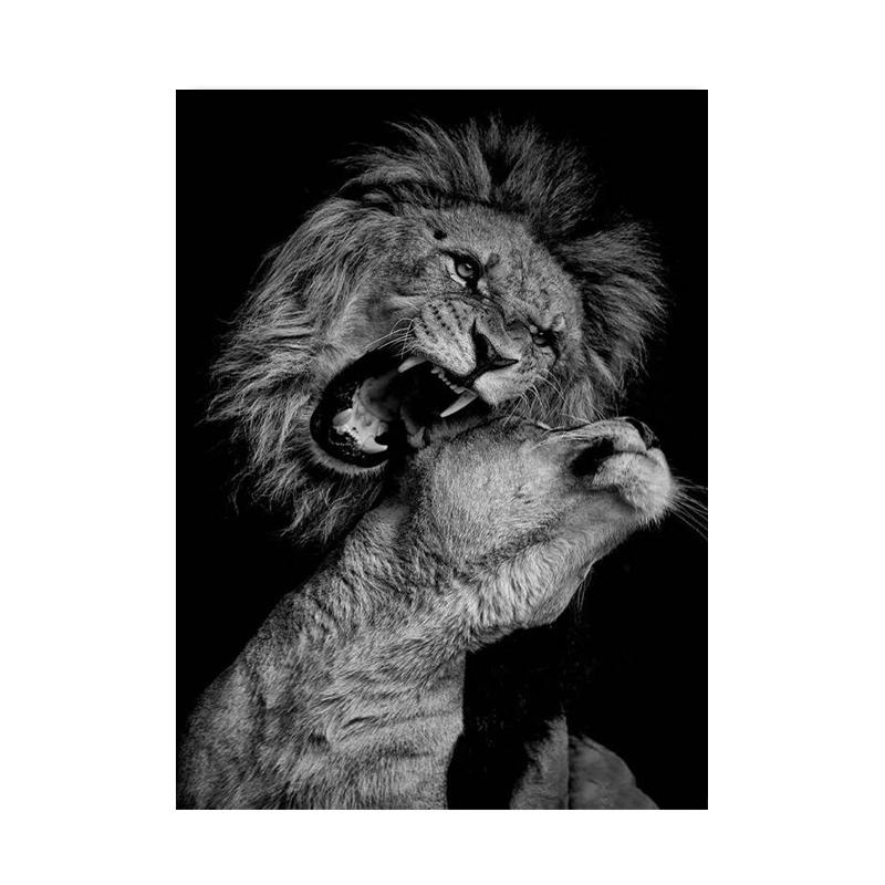 Black White Animals Lions Oil Painting Modern Canvas Posters and Prints Wall Art Picture for Living Room Cuadros Home Decoration