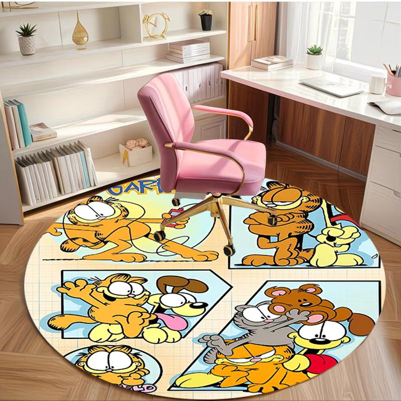 Garfield Baskılı Yuvarlak Halı, Yıkanabilir Zemin Halısı, Giriş Holü Yurt Çamaşır Odası Ofis Çalışma Odası İçin, Ev Dekorasyonu Doğum Günü Noel Hediyesi