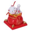 Lucky Cat Statue Solar Light Sensing Automatic Waving Arm Fortune Bag Cat Ornament for Home Car