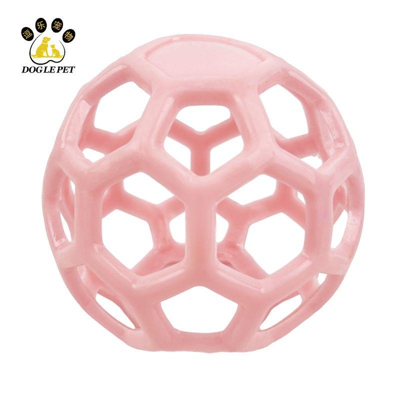 

Pet Toy Ball Cut Out Tennis Bell Environmental-Friendly Plastic Bite-Resistant Elastic Rubber Ball Pet Supplies Pink hollow ball
