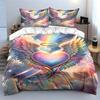 Angel Wings Heart Decor Set Soft Comfortable Duvet Cover Bedding Set Included 1*Duvet Cover & 2*Pillowcases, Gift