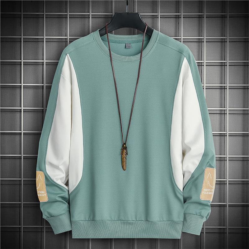 Fashion Men's Splicing Top Casual Loose Trend Long-sleeved T-shirt Color Matching Spring and Autumn Men's Sweater