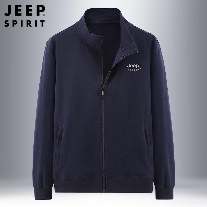 JEEP SPIRIT Men's Full-Zip Stand Collar Sweatshirt