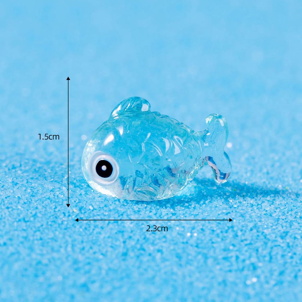 Vibrant Glowing Fish Resin Ornament Cartoon Style For Desktop And Terrarium Decor
