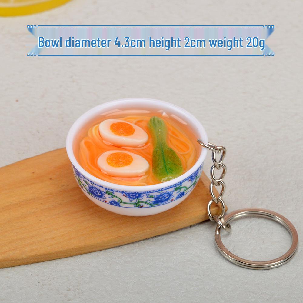 Chinese-Style Edible Toy Keychain: 4cm Simulation Food Bowl Pendant Gift