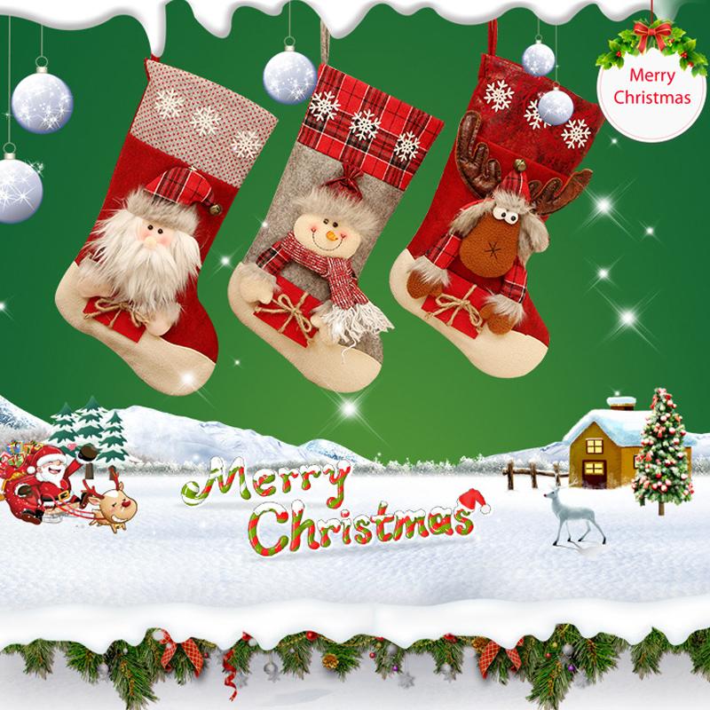 Christmas Stocking Large Xmas Gift Bags Fireplace Decoration Socks Christmas Decor