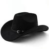 Classic simple belt, western cowboy hat, woolen jazz top hat, men's and women's ethnic style autumn and winter felt hat, big eaves hat