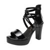 Big Size 32-43 Block Heel Platform Sandals Women Wedding Shoes Summer High Heels Gladiator Sandals Patent Leather Sandals