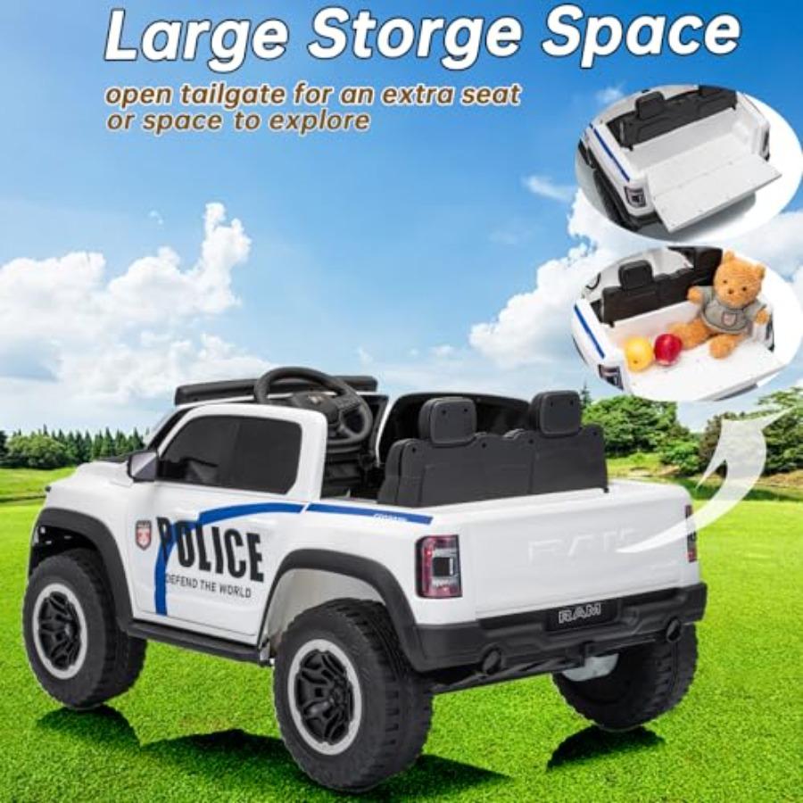 Caminhão de Polícia 4WD 24V 4x4 para Montar 2 Lugares, Carrinho de Brinquedo para Montar com Controle Remoto, 'Caminhão Elétrico para Montar', Caminhão Lado a Lado para Idades