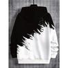 Boys' black and white hooded sweatshirt - street style pullover, long sleeved casual outfit suitable for school and play