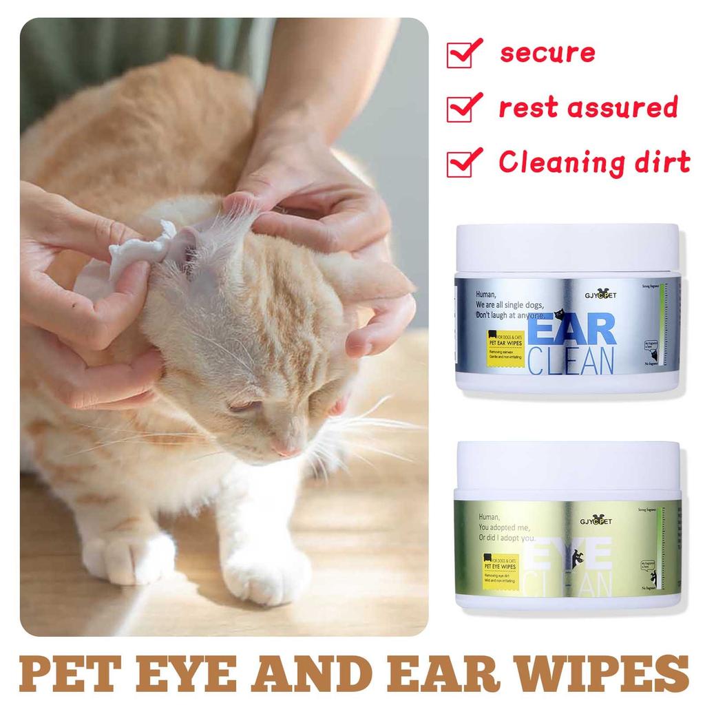 120 Pcs Pet Eye Wet Wipes Cat Dog Tear Stain Remover Gentle Cleaning Wipes Sterile Grooming Cleaning Paper Towels