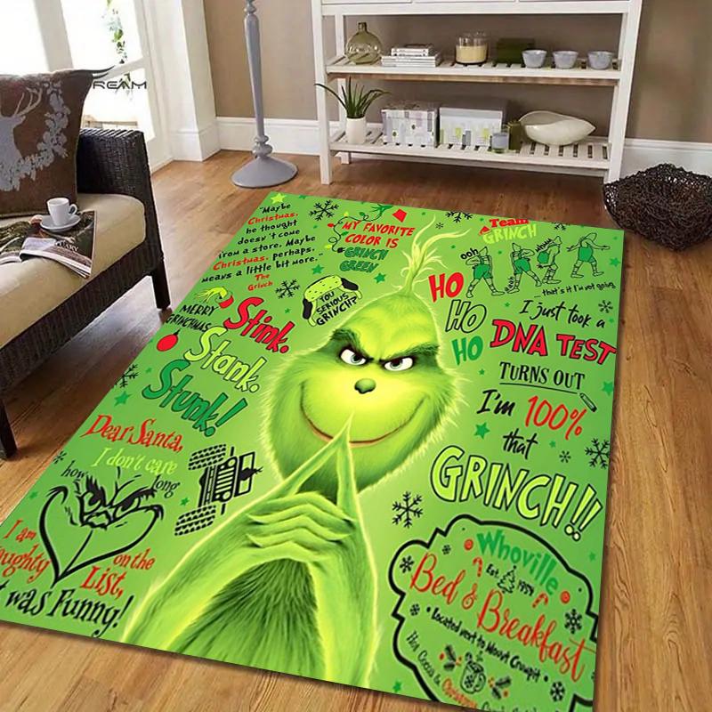 Tappeto in Velluto di Cristallo Stile Umoristico Grinch, Morbido Tappeto Antiscivolo in Velluto di Cristallo per Soggiorno Camera da Letto Decorazione Casa